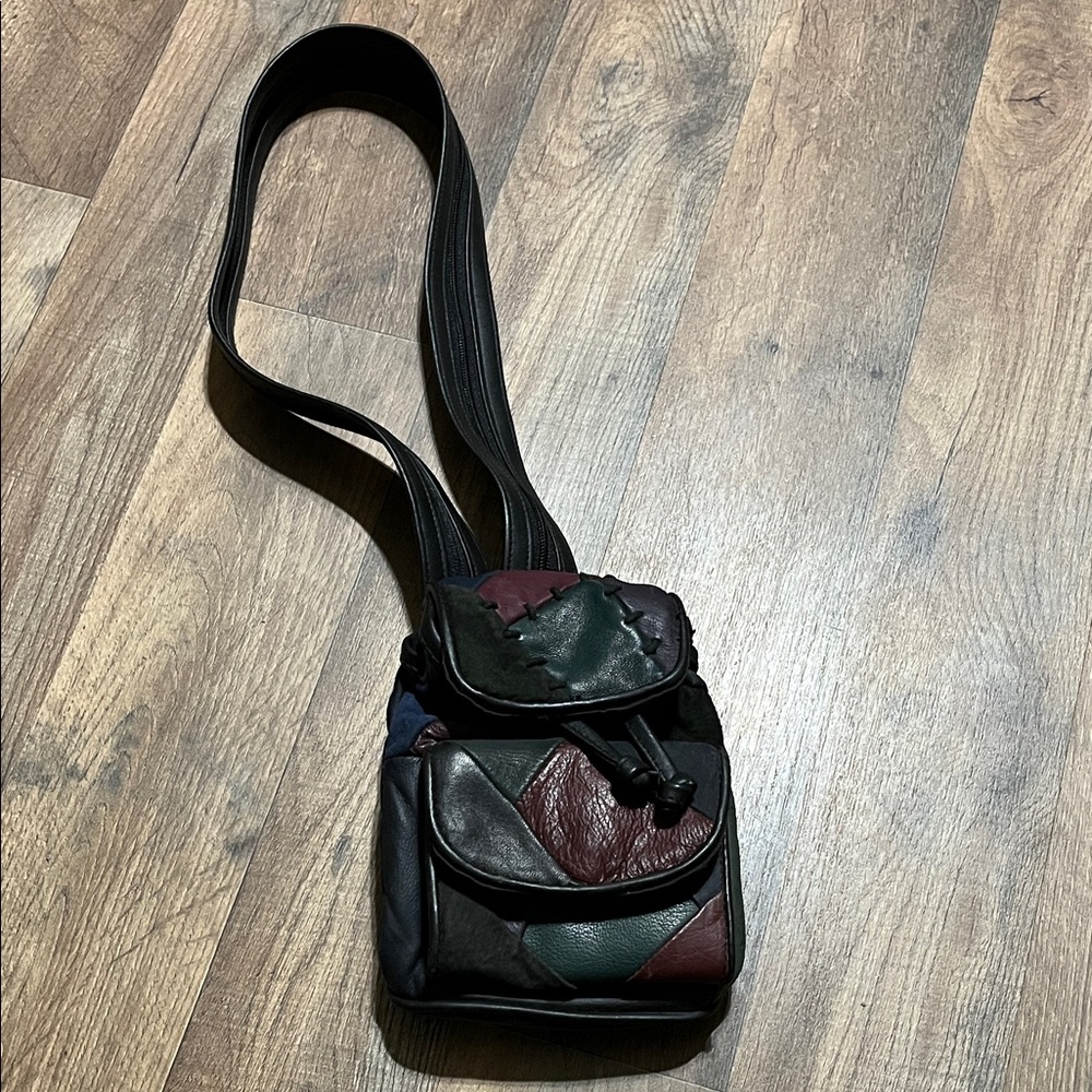 Unisex Patchwork Leather Messenger Bag